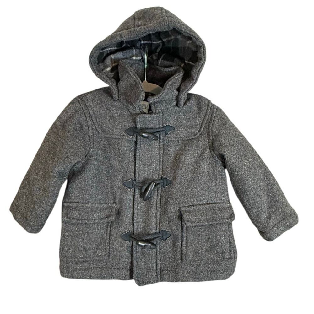 Children's Place Wool Toggle Pea Coat Baby Removable Hood Toddler Boy 12 Months